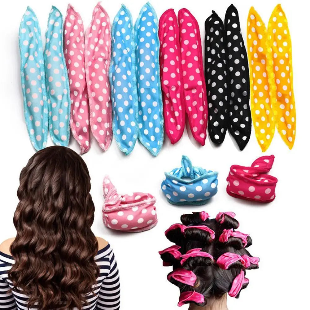 12Pcs Curler Rollers DIY Night Sleep Foam Hair Styling Tool Flexible Soft Satin Sponge Pillow Hair Rollers No Heat Qme