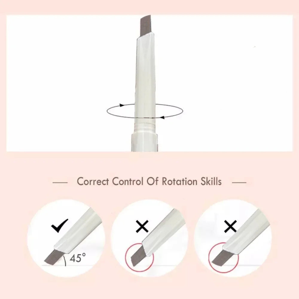 Thin-head Double-ended Eyebrow Pencil Waterproof Long-lasting Qme
