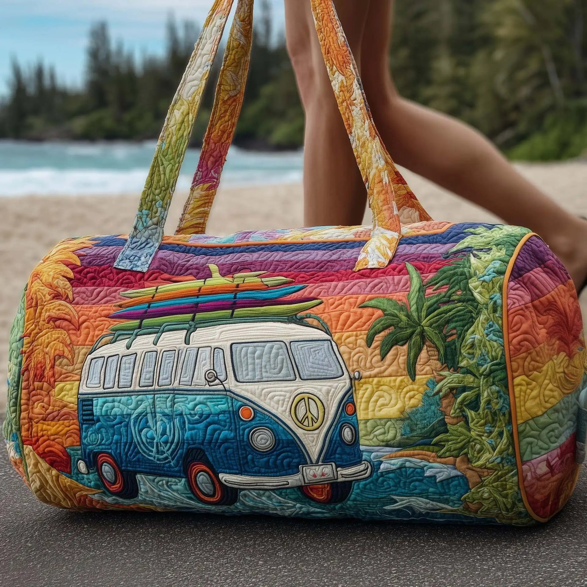 Women 3D Quilting Craft Travel Duffel Bag Fashion Sun Mountain Forest Qme A20