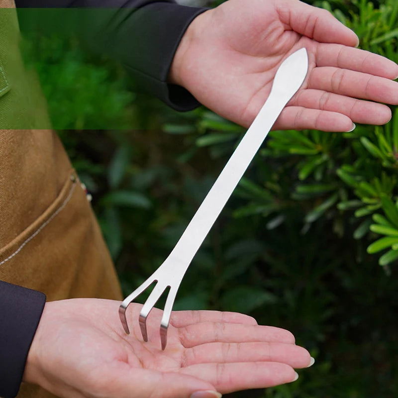 Handheld Rustproof Rake Home Gardening Tool Stainless Steel Root Qme