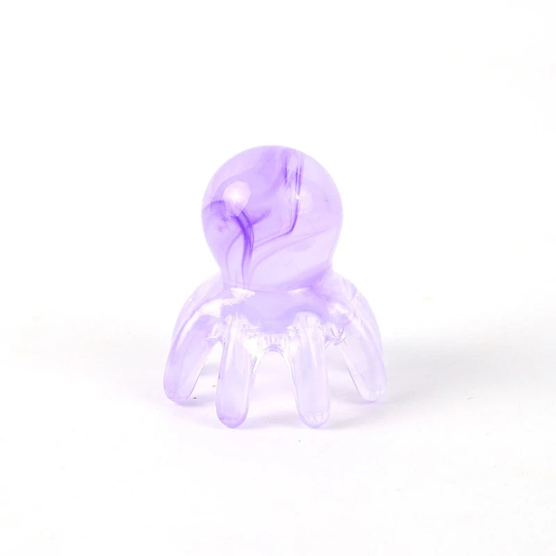 Resin Octopus Shaped Head Meridian Acupoint Massage Comb Wide Tooth Qme Purple