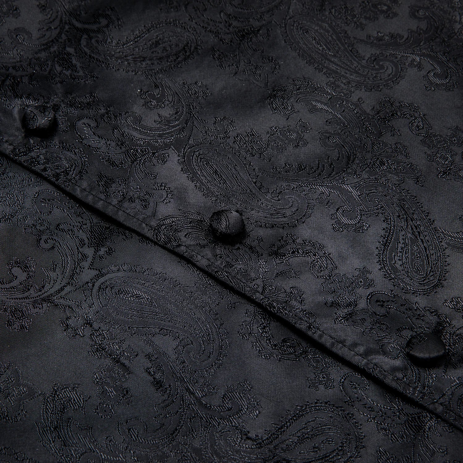 Hi-tie Silk Mens Suit Vests Woven Black Paisley Waistcoat Tie Pocket Qme