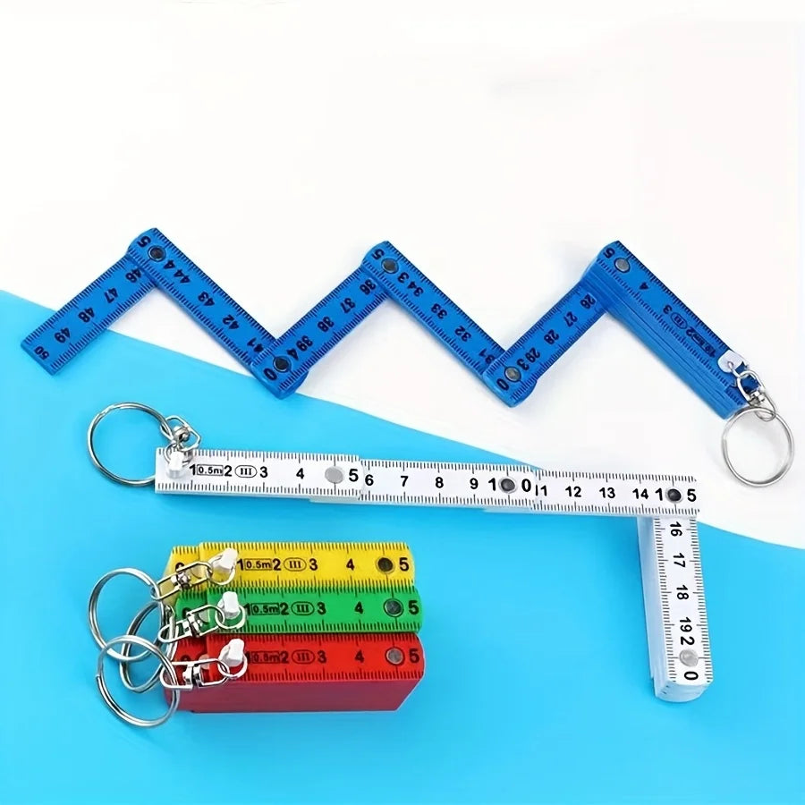Mini Folding Ruler Keychain Portable Plastic Measuring Tape Qme