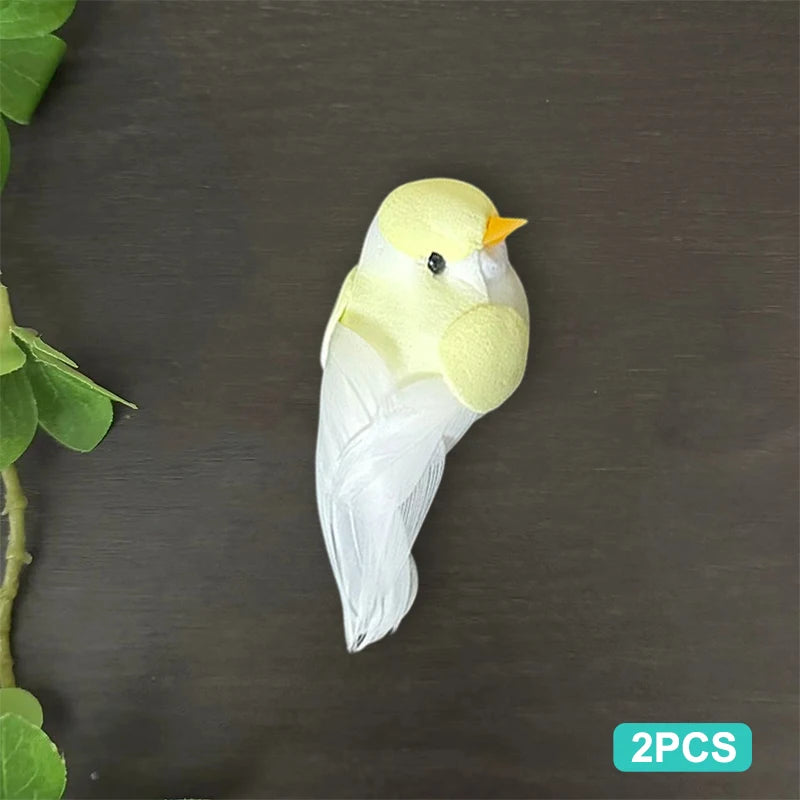 Cute Artificial Birds Fake Foam Animal Simulation Feather Models Tit Qme A4 2PCS