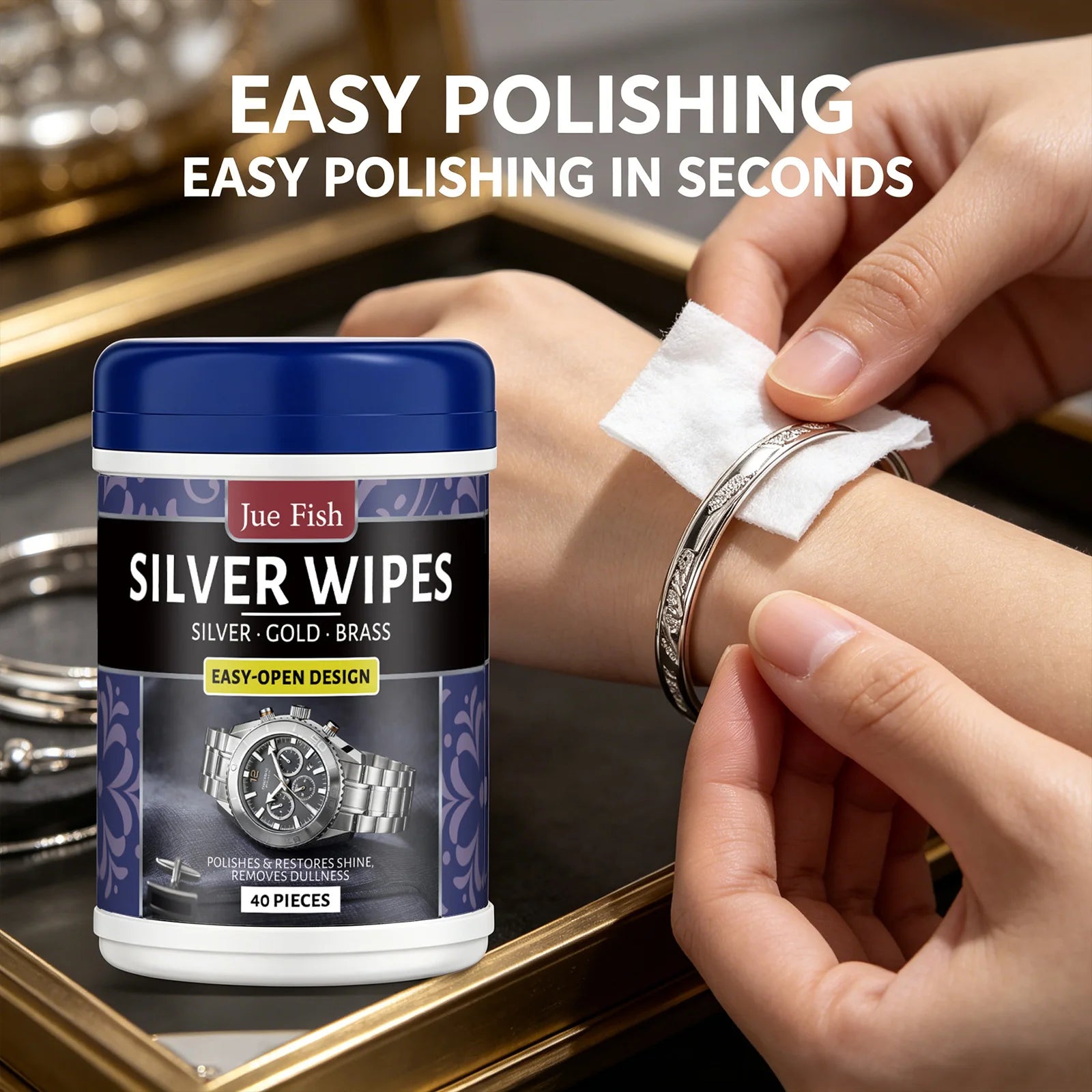Silverware Cleaning Wipes Cleans Dirt Polishes & Restores Shine Removes Dullness Refurbishment Silver Jewelry Metal Maintenance Qme