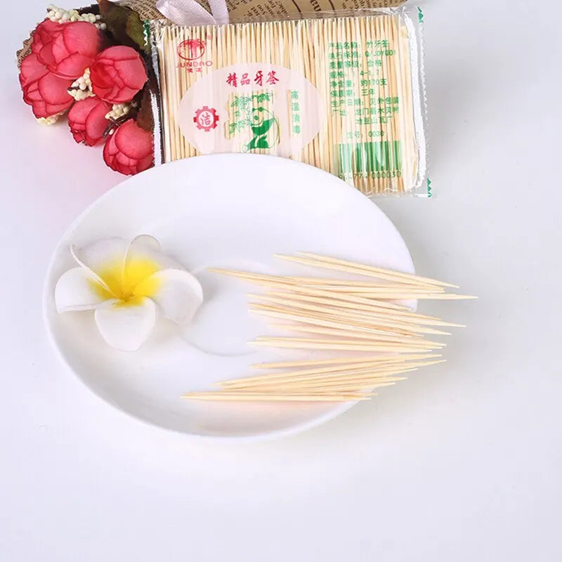 1000pcs Green Environmentally Friendly Bamboo Production Disposable Double-sided Fine Toothpicks Healthy Household Durable Qme