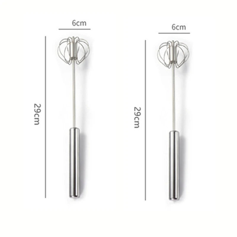 Semi-automatic Egg Beater 304 Stainless Steel Egg Whisk Manual Hand Mixer Self Turning Egg Stirrer Kitchen Accessories Egg Tools Qme 2PCS M