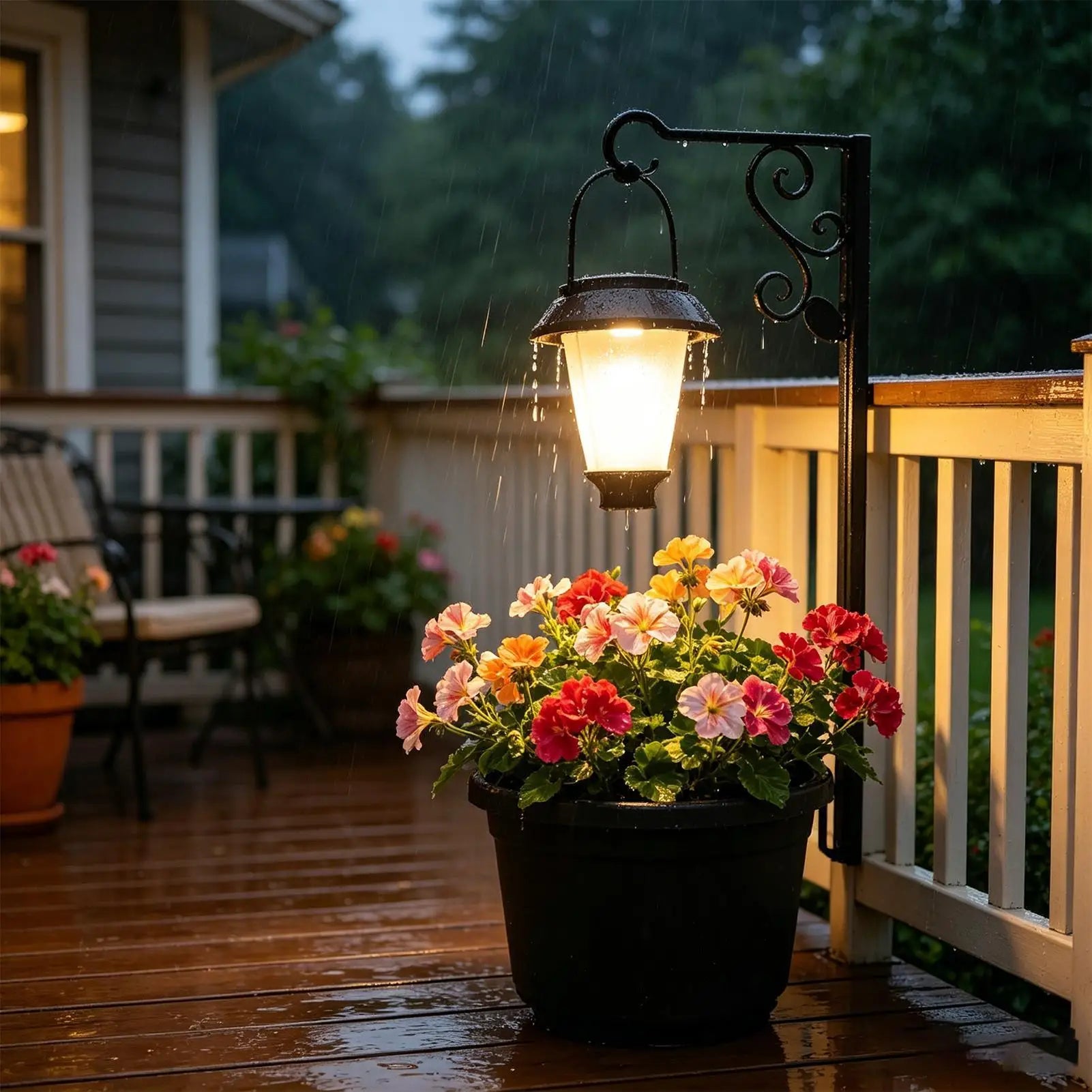 Solar Light Planter Soft Warm Waterproof Decoration Outdoor Lamp Post Qme