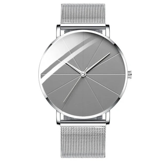 Minimalist Men's Fashion Watches Simple Men Business Ultra Thin Stainless Steel Mesh Belt Quartz Watch relogio masculino Qme 4