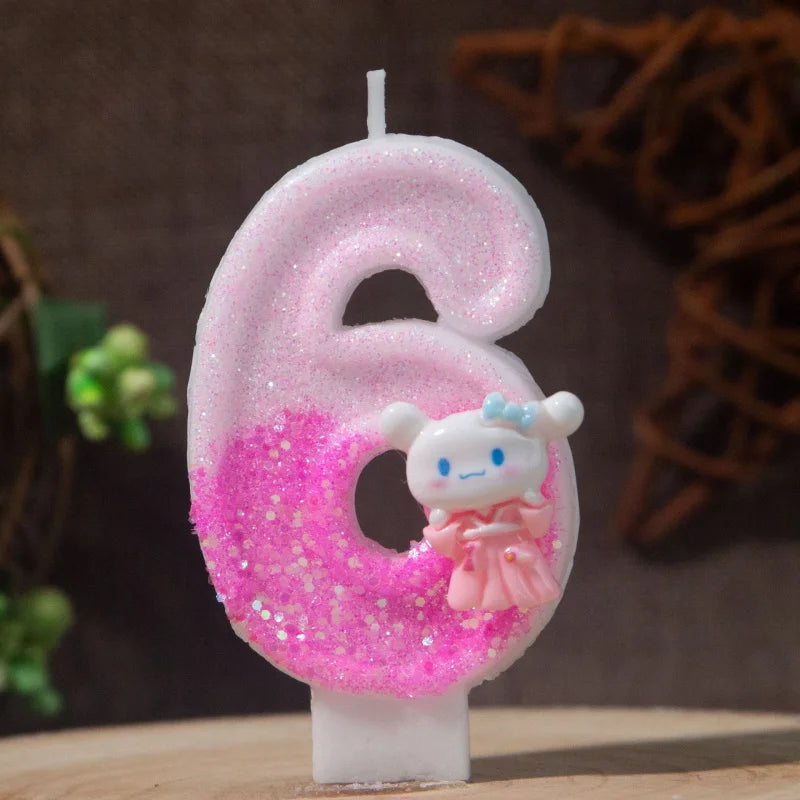 Cinnamon Dog 0-9 Numbered Birthday Candles Pink Cartoon Cake Topper Decorations Student Birthday Party Supplies Qme