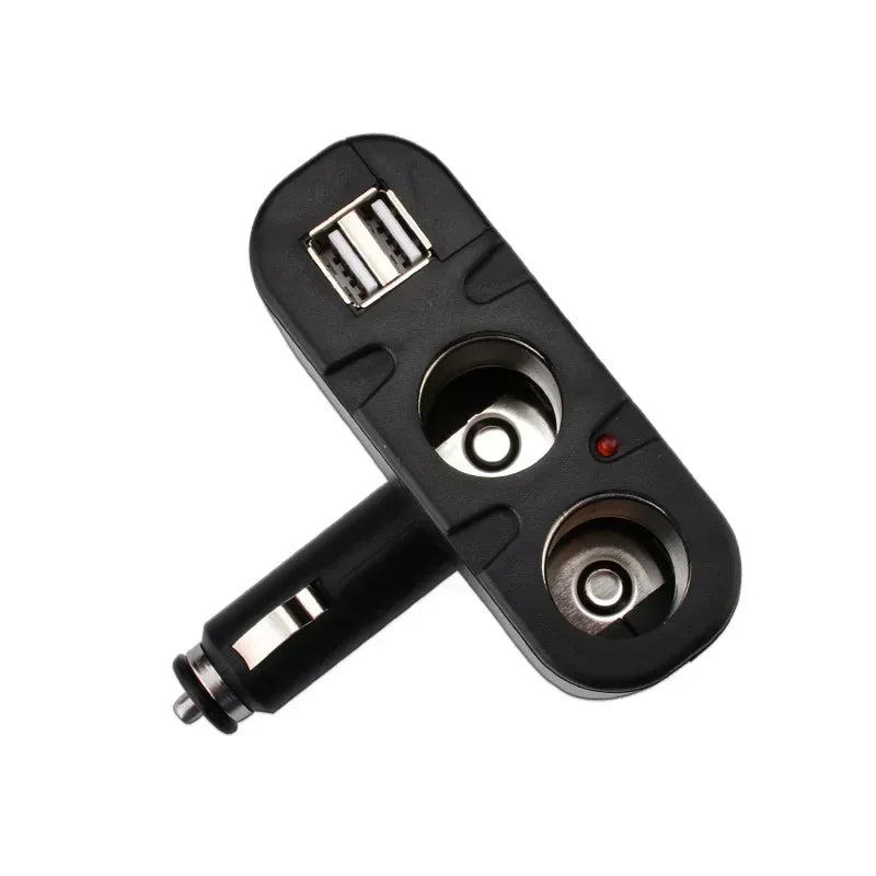 New DC 12V 60W Car Cigarette Lighter 2 Way Dual USB Adapter Charger Plug 90 Degree Foldable for Car SUV Off-road Cables Qme