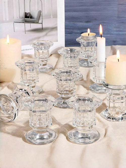 1 Bulk Candle Holders Christmas Holder 6 Clear Glass Tapered Qme