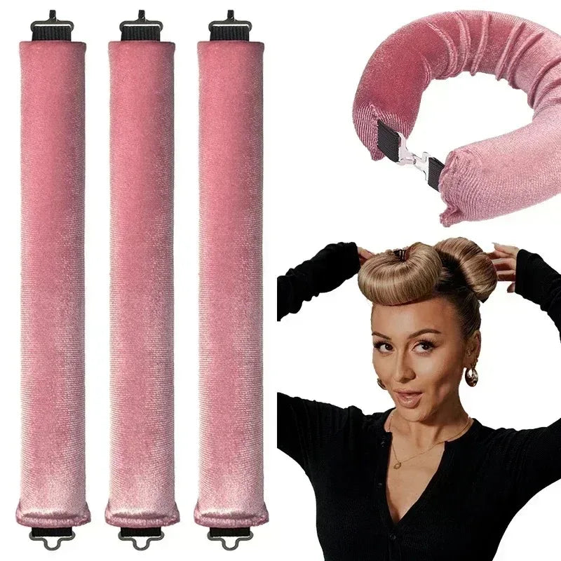 Heatless Hair Curlers Curling Rod Headband No Heat Hair Rollers Lazy Curls with Hook Sleeping Soft Flexi Rod Hair Styling Tools Qme