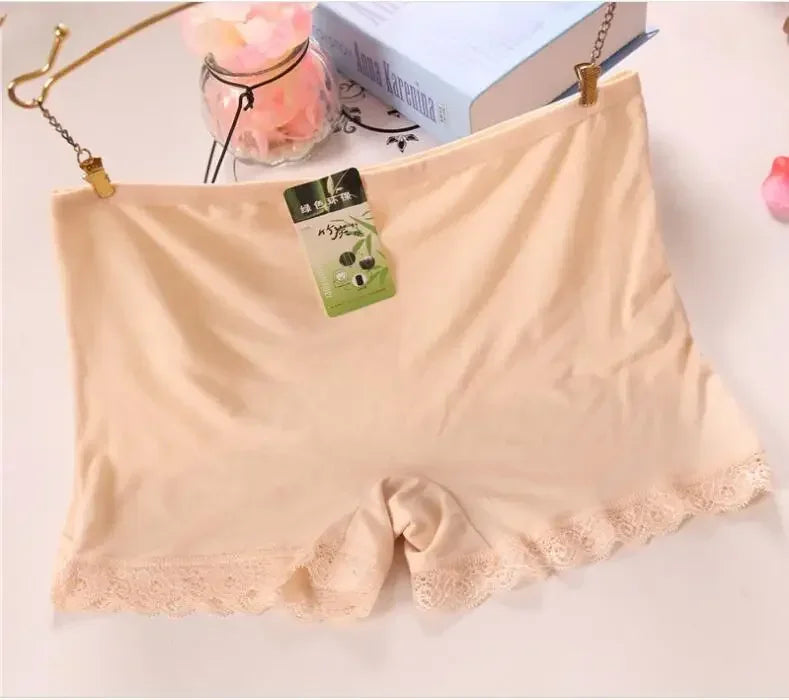 Women Lace Safety Shorts Seamless Anti-chafing Underwear Pants 3 Qme One Size Nude