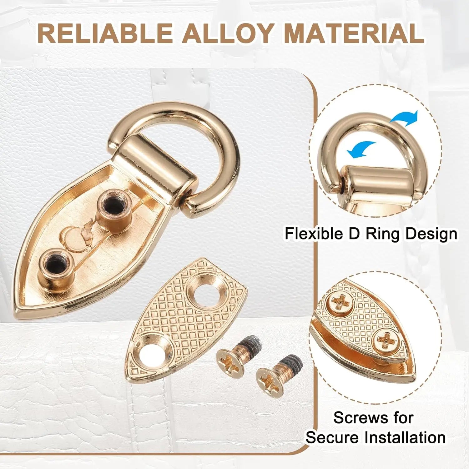 Metal Leaf Shape Bag Strap D Ring Buckle Rivet Decor Handbag Side Connector Clasp DIY Purse Bag Hardware Replacement Accessories Qme