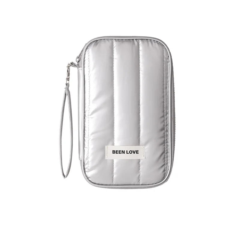 Beilian anti-theft brush ID bag, overseas travel storage bag, multi-card passport bag, wholesale boarding portable card bag. Qme silver