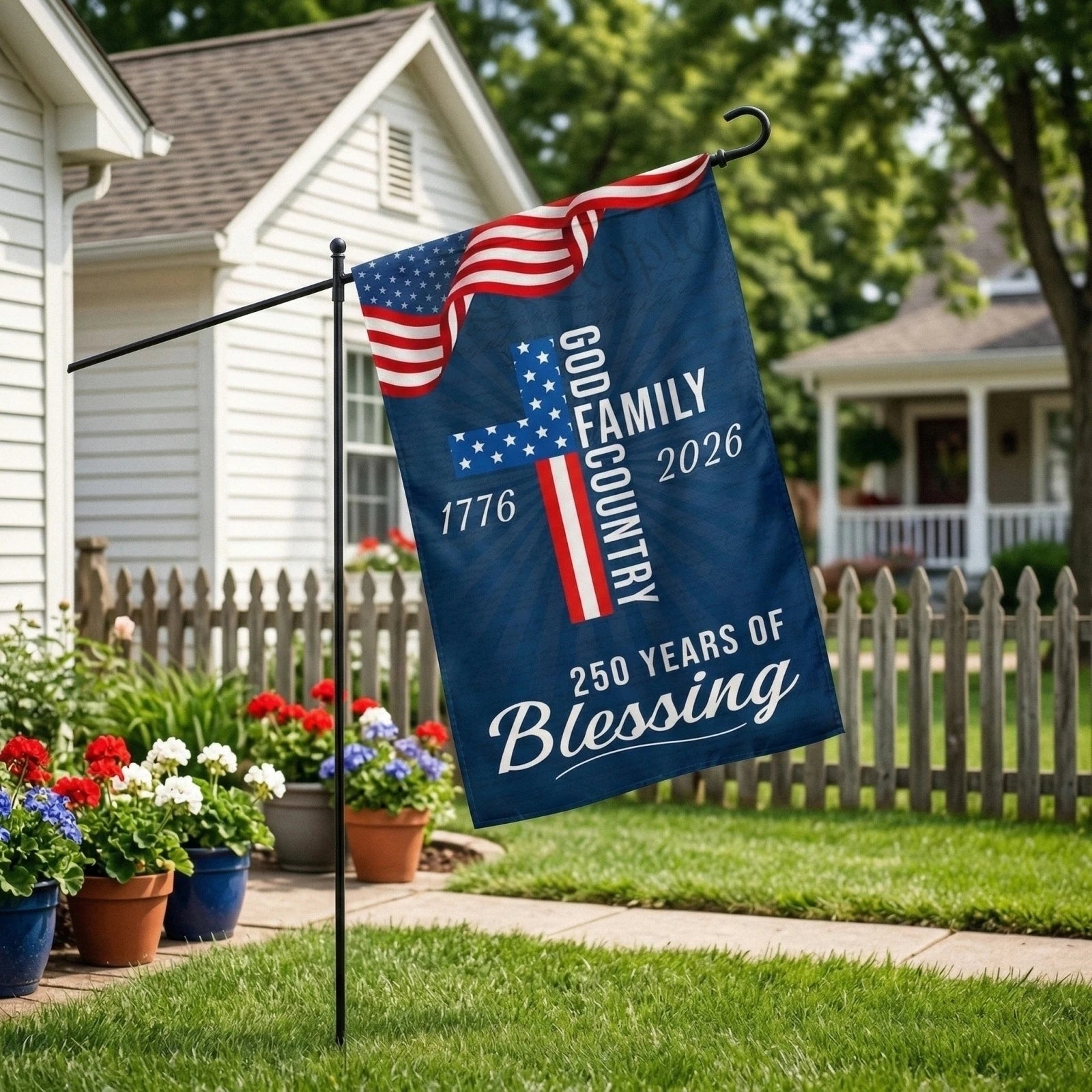 250th Anniversary Independence Day Patriotic Decoration Religious Garden Decor Flag American Banner Suitable for Celebrations Qme