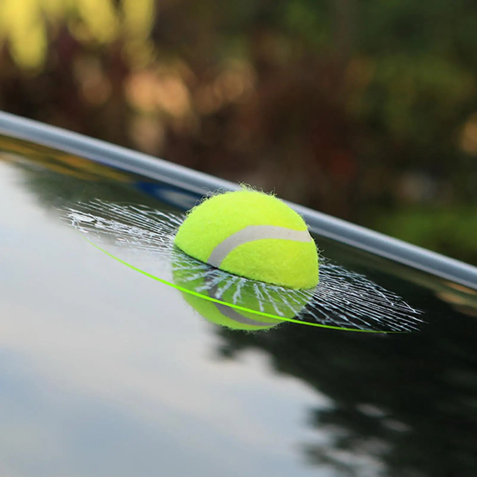 3D Prank Tricky Broken Glass Sticker 3D Tennis Ball Hit Window Sticker Funny Adhesive Decal Waterproof Auto Windshield Qme