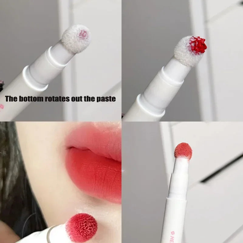 Liquid Lipstick With Cushion Applicator Velvet Matte Lip Gloss Moisturizing Creamy Soft Liquid Blush Lip Stick Multi-uses Makeup Qme