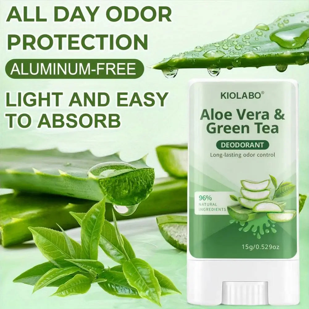 Aloe Vera Green Tea Deodorant Stick Travel Friendly Hygiene Essential Qme
