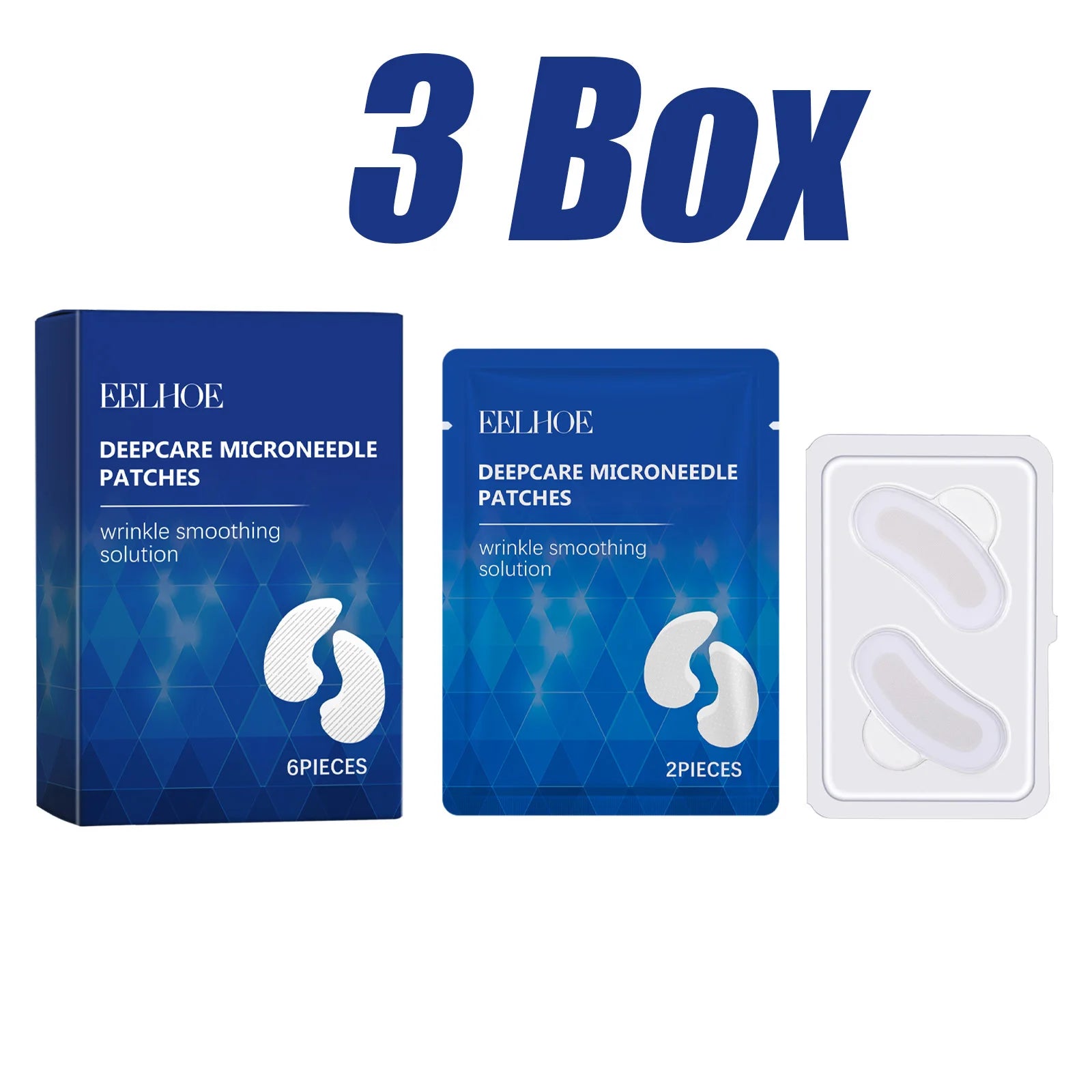 0.25mm Hyaluronic Acid Microneedle Patches Reduce Dark Circles Improve Eye Bags Puffiness Hydrating Anti-Aging Eye Care Qme 3 Boxed