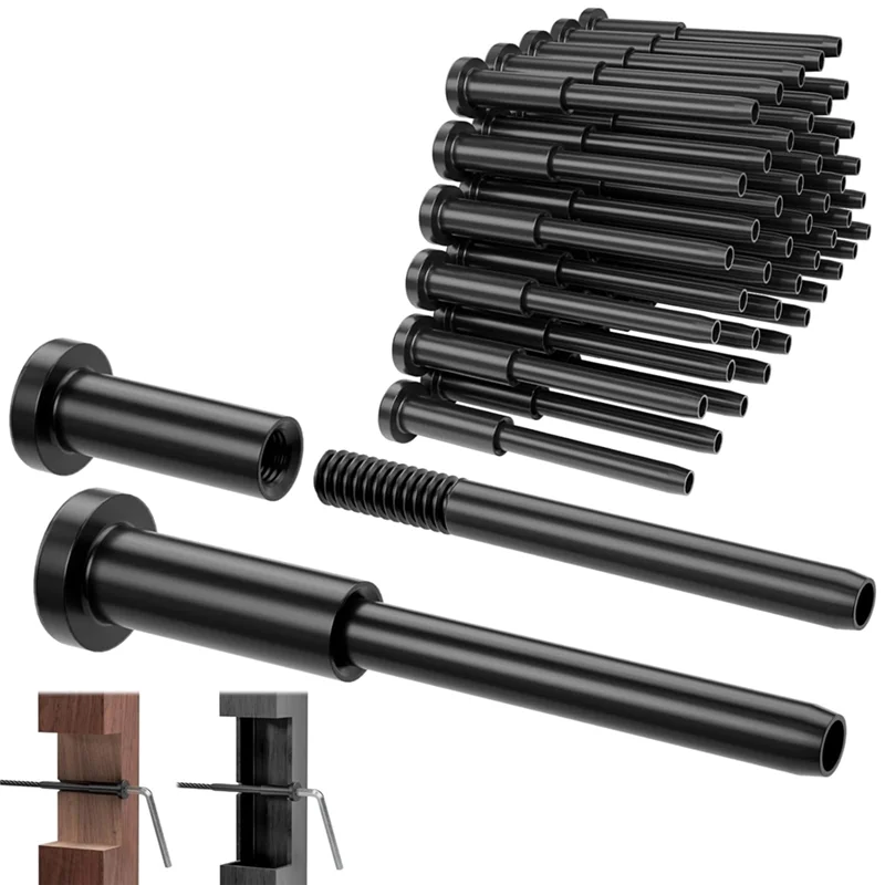A02F-T316 Stainless Steel Invisible Receiver Swage Stud End Cable Railing Kits-40 Pack 1/8" For 2" X 2" Wood/Metal Post Qme