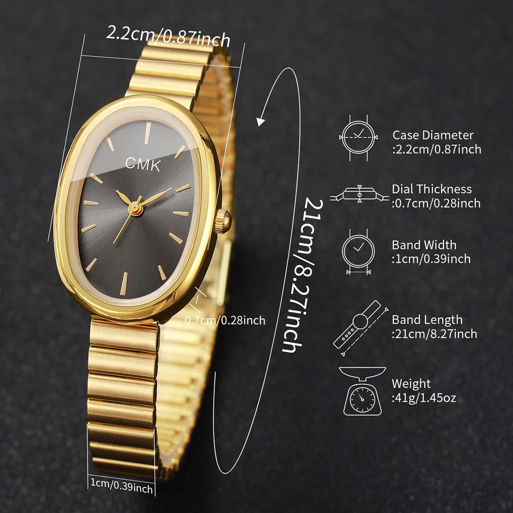 Luxury Bamboo-Strapped Oval Dial Women's Watch with Niche High-End Feel and Light Luxury Forest Student Style Qme