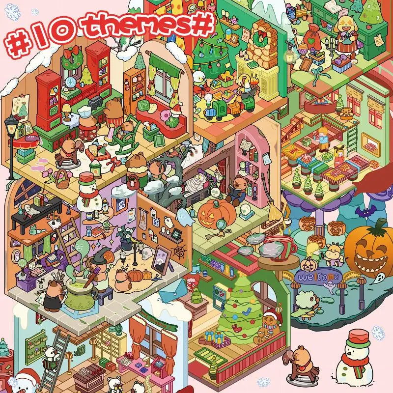 Cartoon Christmas Miniature Scene Diorama Stickers DIY Handmade Qme