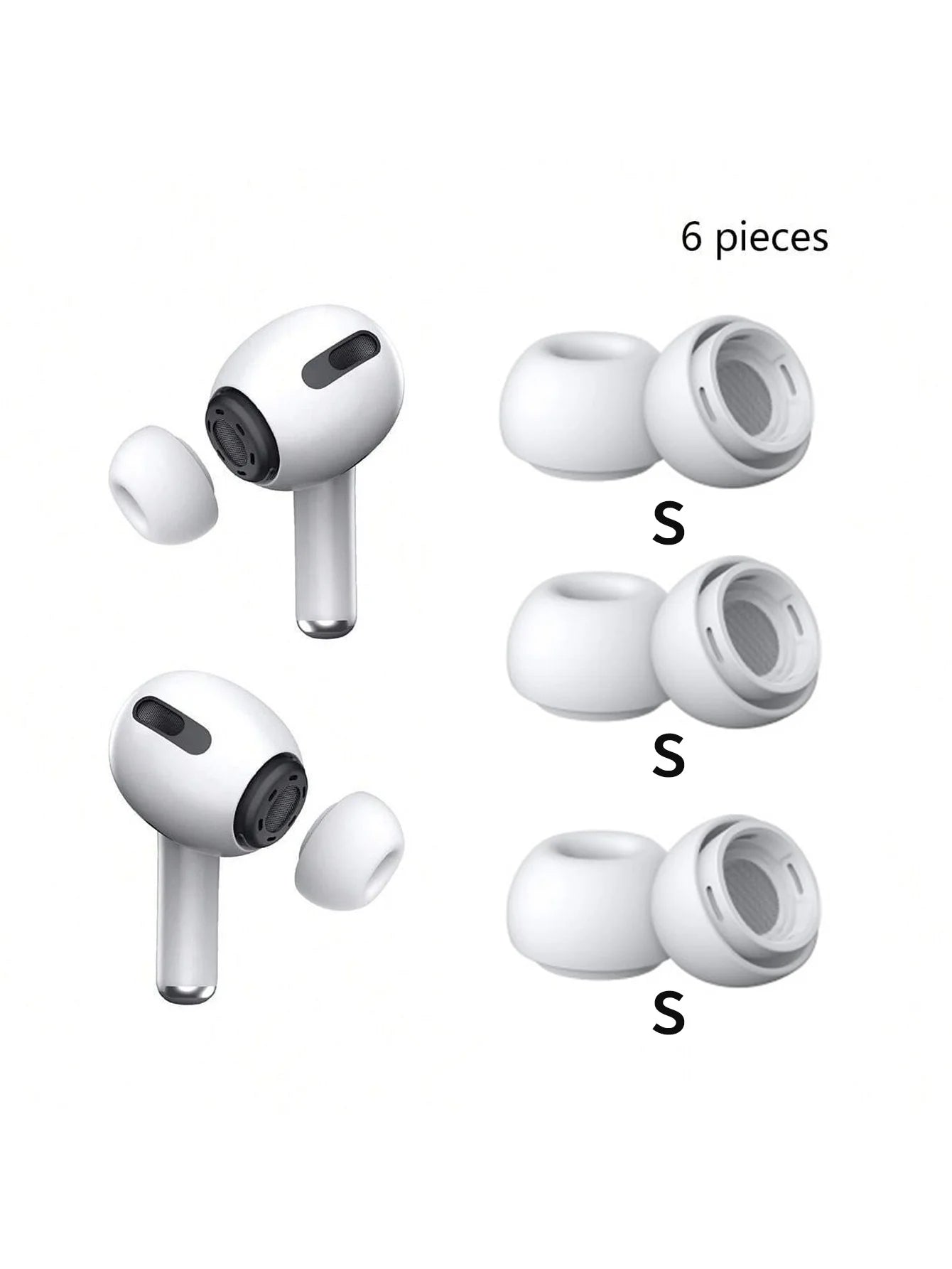 Suitable Airprods Silicone Ear Caps Wireless Bluetooth Earphone Qme WHITE