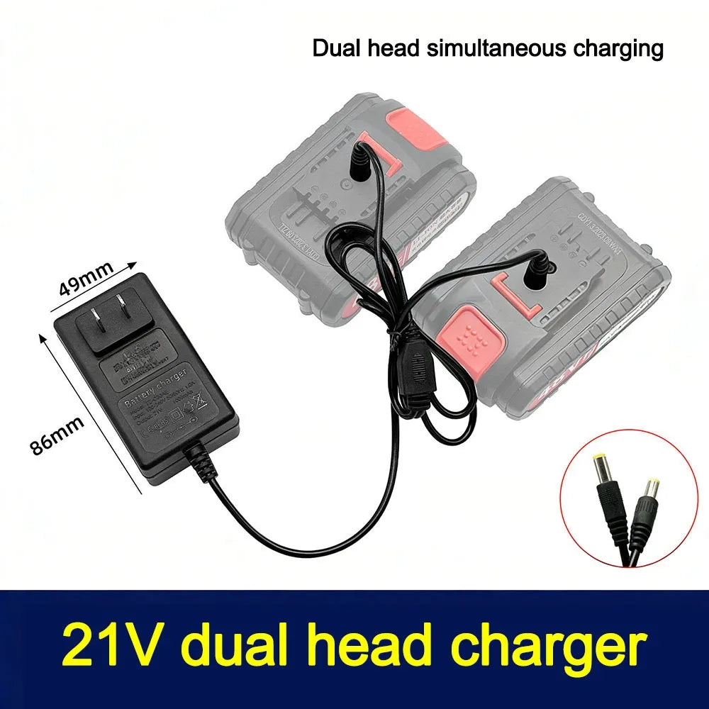 Dual Head Safe Lithium Charger 18V 21V 24V Overload Protection Qme A4