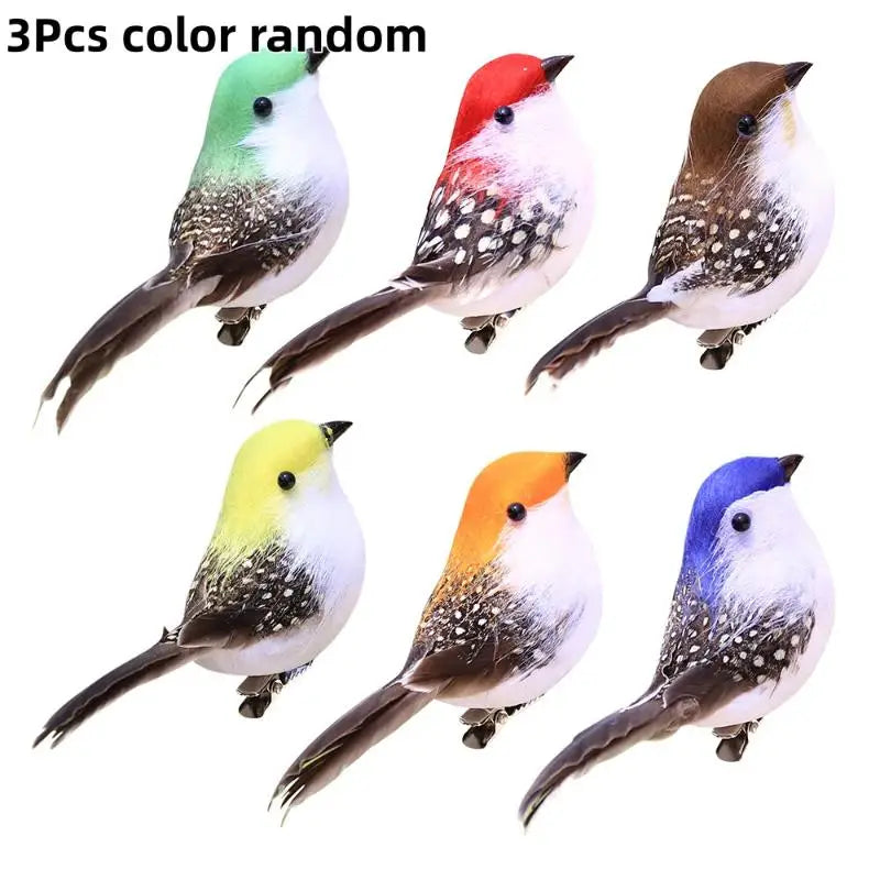 3/6Pcs 3D Fake Craft Birds Artificial Foam Feathers Birds Birthday Party Decorations Home Garden Wedding Decoration Qme 3Pcs