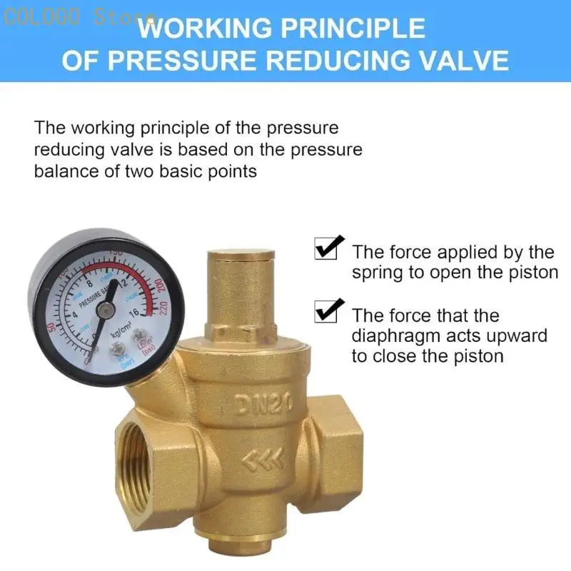Versatile DN20 Brass Pressure Regulator Gauges Home Industrial Use Qme