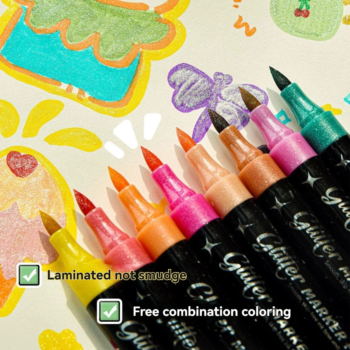 12-48 Metal Glitter Marker Pens Sparkly And Shiny, Double Tips, for Painting,Ceramic, Glass,Scrapbooking, DIY Craft Making Qme