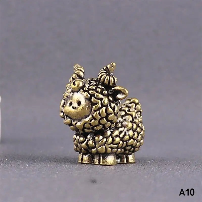 Chinese Zodiac Goat Lucky Statue Hand Polished Brass Sheep Figurine Qme A10