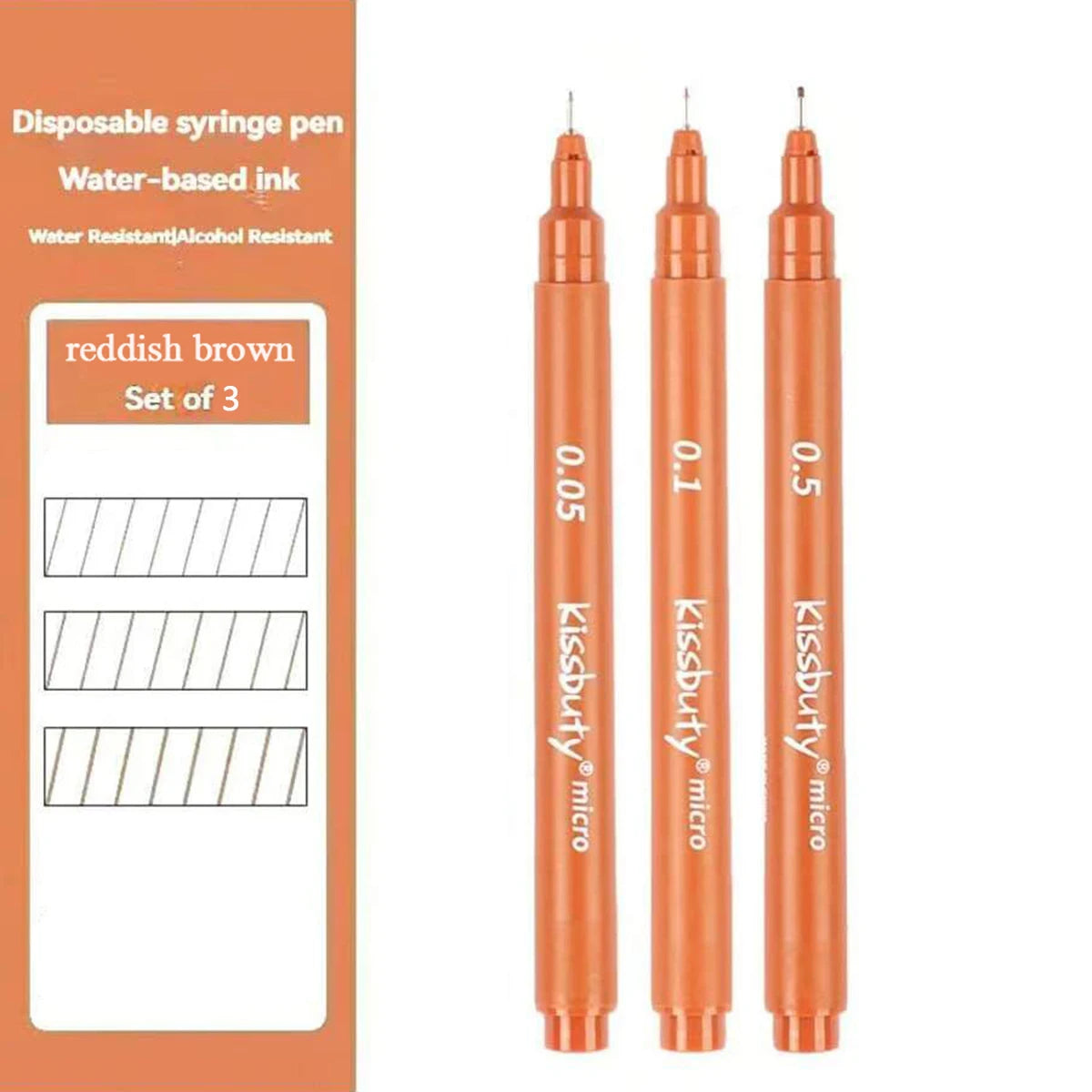 3/5PCS Multi-needle Fine Line Drawing Pen Set, Waterproof Quick-Dry Art Marker Pens for Sketching Cartoon & Drafting Design Qme 3pcs-Reddish brown