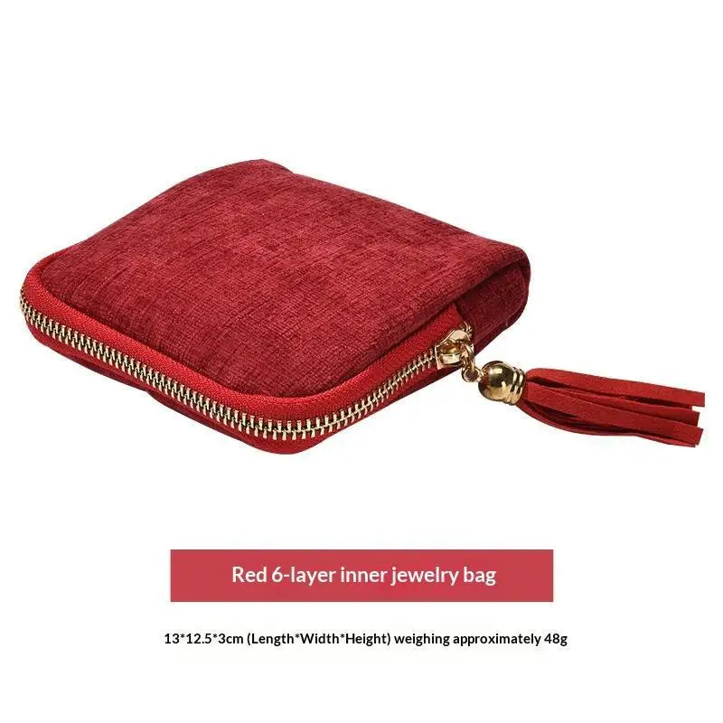 Soft Velvet Portable Jewelry Storage Bag Multi Slots Golden Zipper For Travel Bracelet Earring Necklace Storage Qme A9