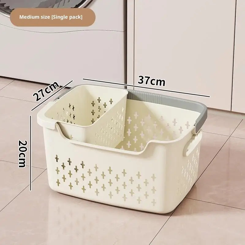 Household Laundry Basket Bedroom Bathroom Storage Large Capacity Qme White S M