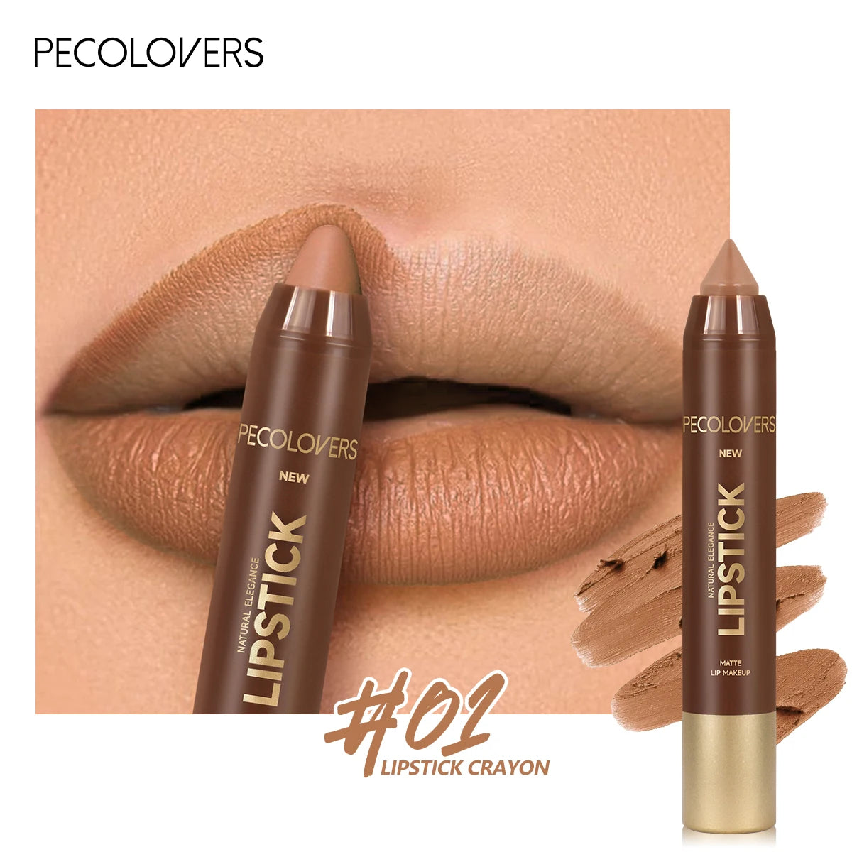 2In1 Matte Lipstick Pencil Waterproof Long Lasting Lip Brown Velvet Qme 01