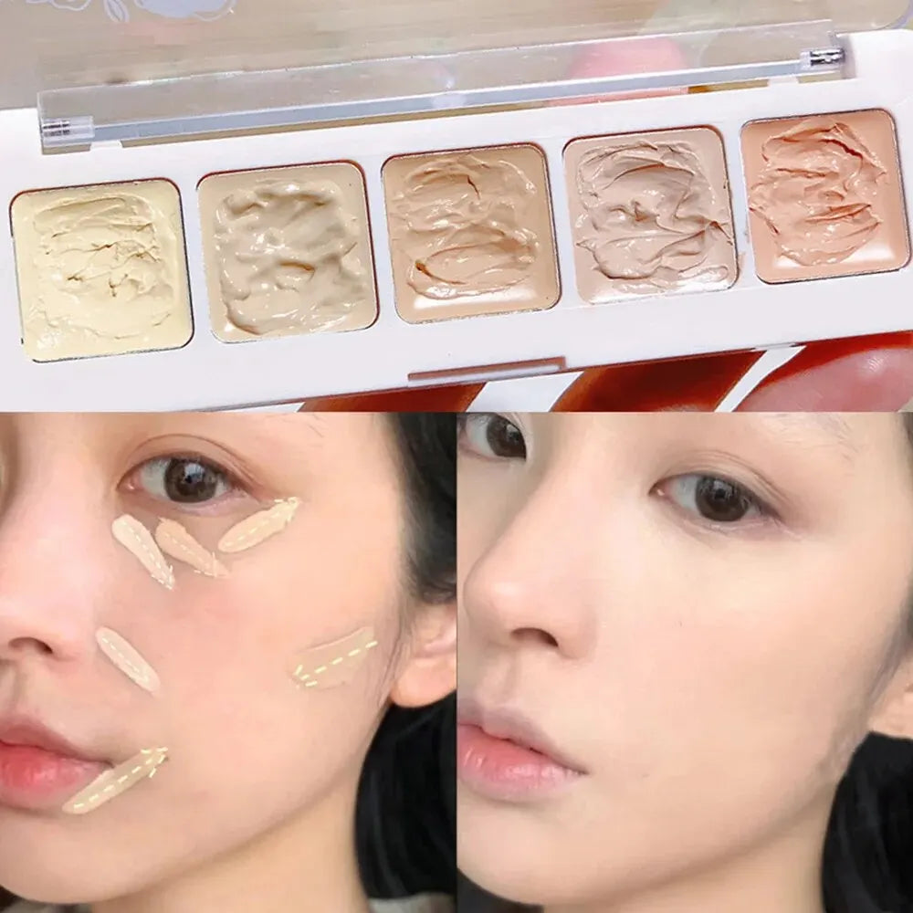 XIXI 5 Colors Corrector Palette Color Correcting Concealer Palett Face Contouring Highlighter Conceals Dark Circles Blemishes Qme 1PC D-522-02