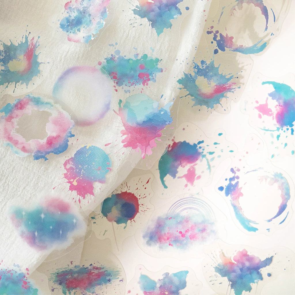 30 pcs Watercolor Trace Pattern PET Sticker Creative Stationery DIY Deco Journal Material Collage hand tent Scrapbook supplies Qme F6