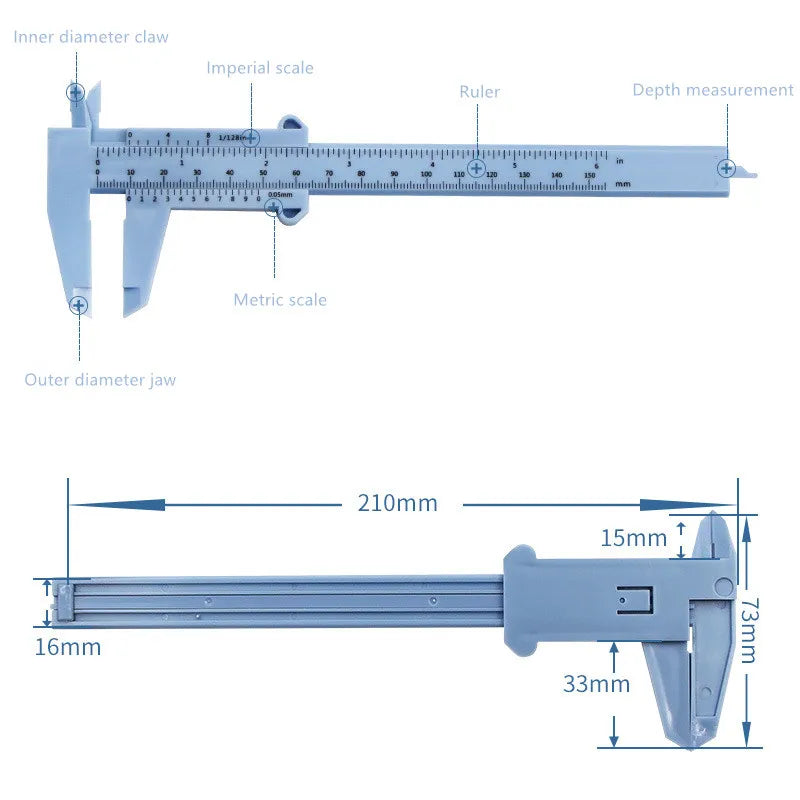 Portable Plastic Eyebrow Measuring Vernier Caliper Tattoo Ruler Qme