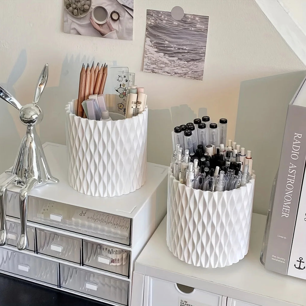 1pc Makeup Brush Storage Box 360° Rotating Desktop Cosmetic Eyebrow Pencil Makeup Lipstick Storage Box Qme