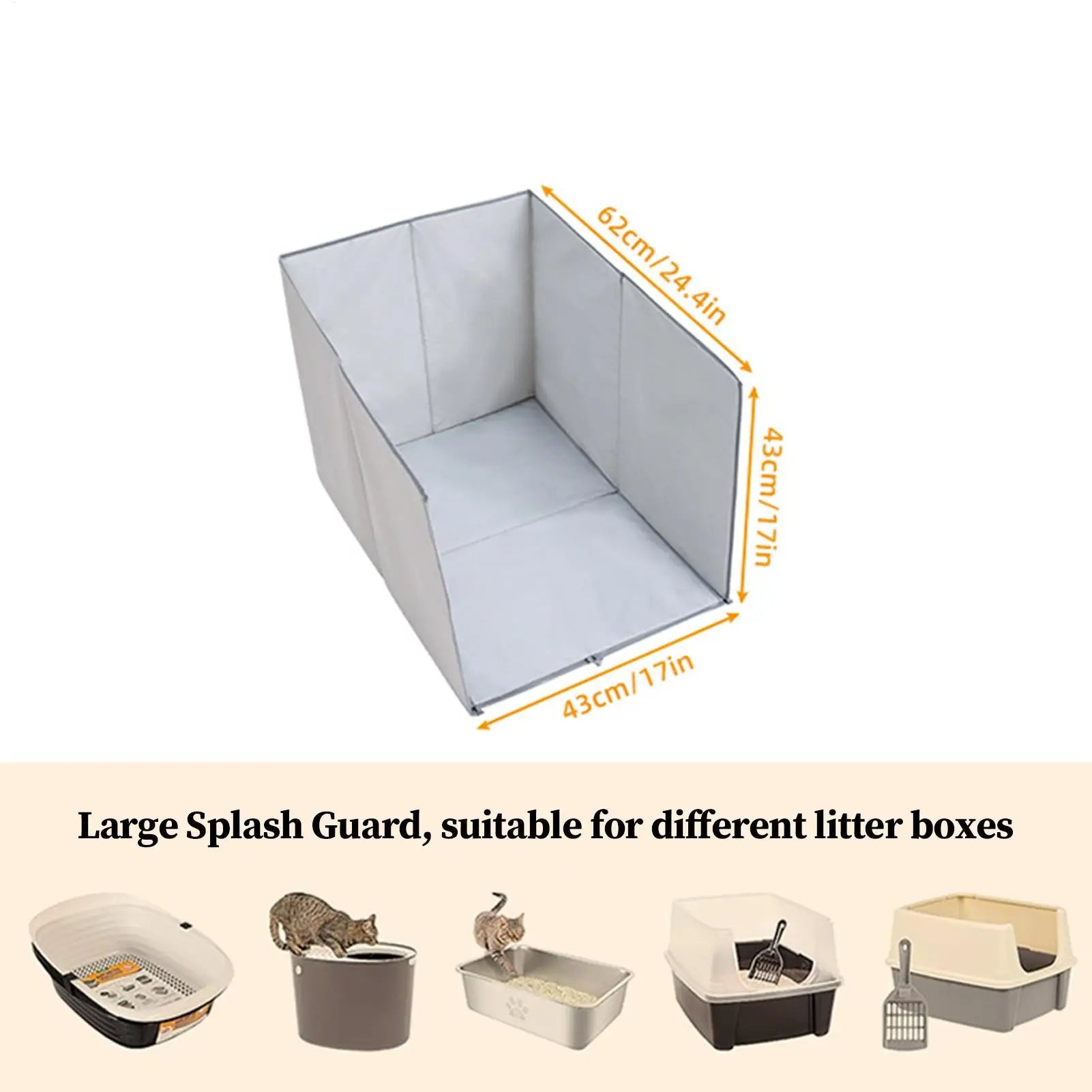 Litter Box Enclosure High Sided Litter Box Splash Guard For Cat Anti-Leakage Foldable Protector For Hygiene Messes Prevention Qme