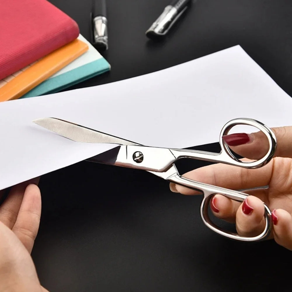 All Stainless Steel Household Scissors Sharp Precision Cutting Small Metal Scissor For Craft Fabric Paper Office Hair Trimming Qme