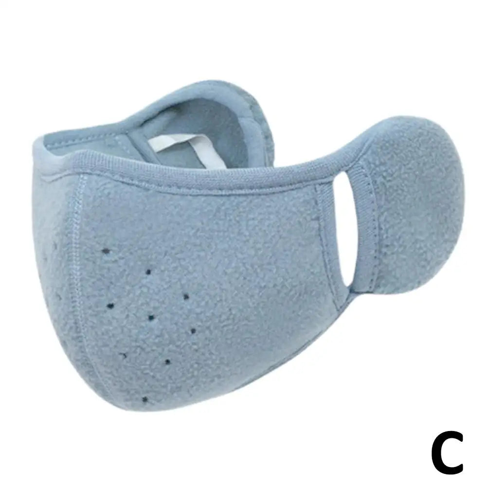 NEW Winter Fleece Earmuffs with Windproof Mouth Cover Unisex Warm Ear Warmer Breathable Face Mask for Outdoor Activities Qme C