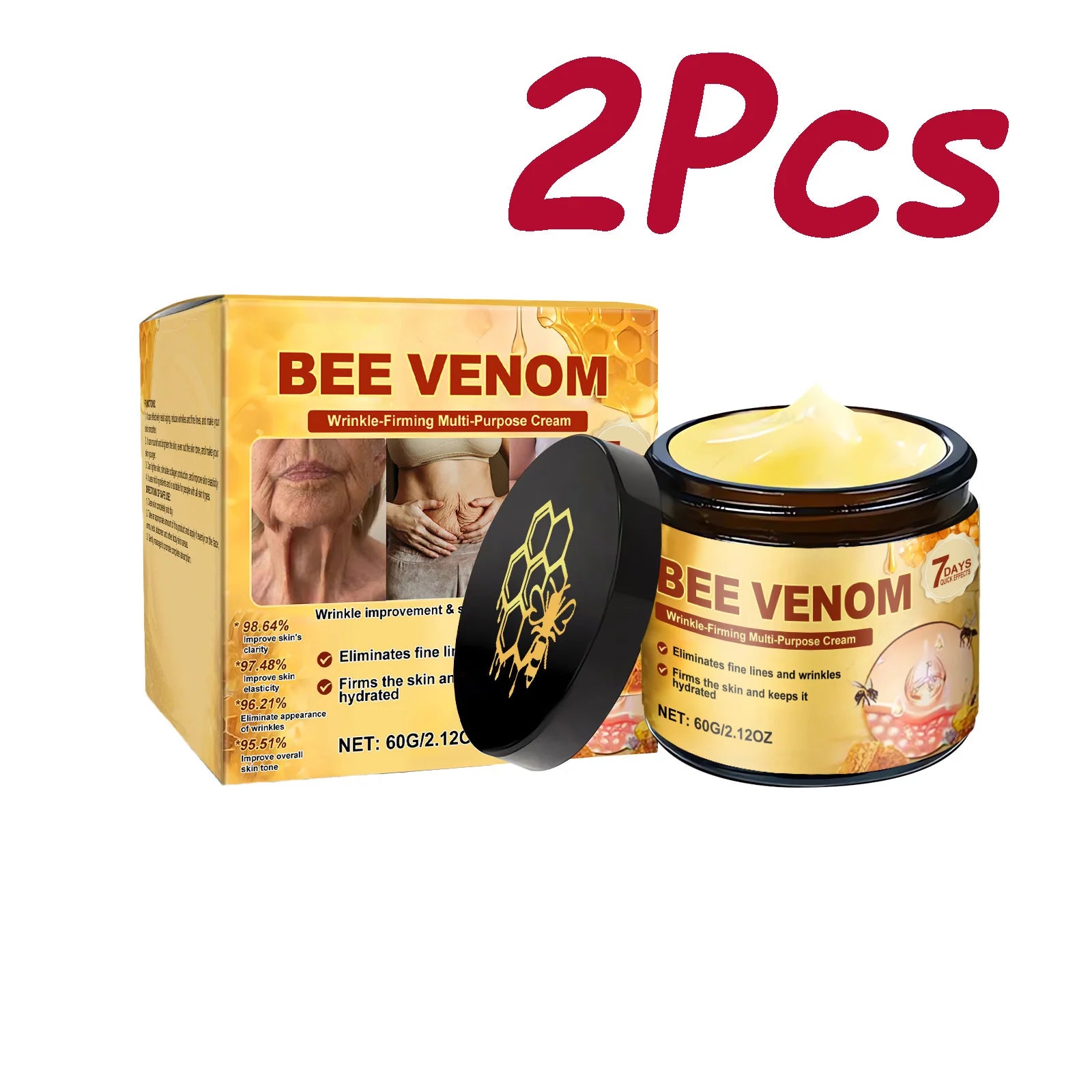 Bee Venom Firming Cream for Sagging Skin Lifting Tightening Anti Wrinkle Fade Fine Lines Hydrating Multi Action Body Cream Qme 120g Boxed