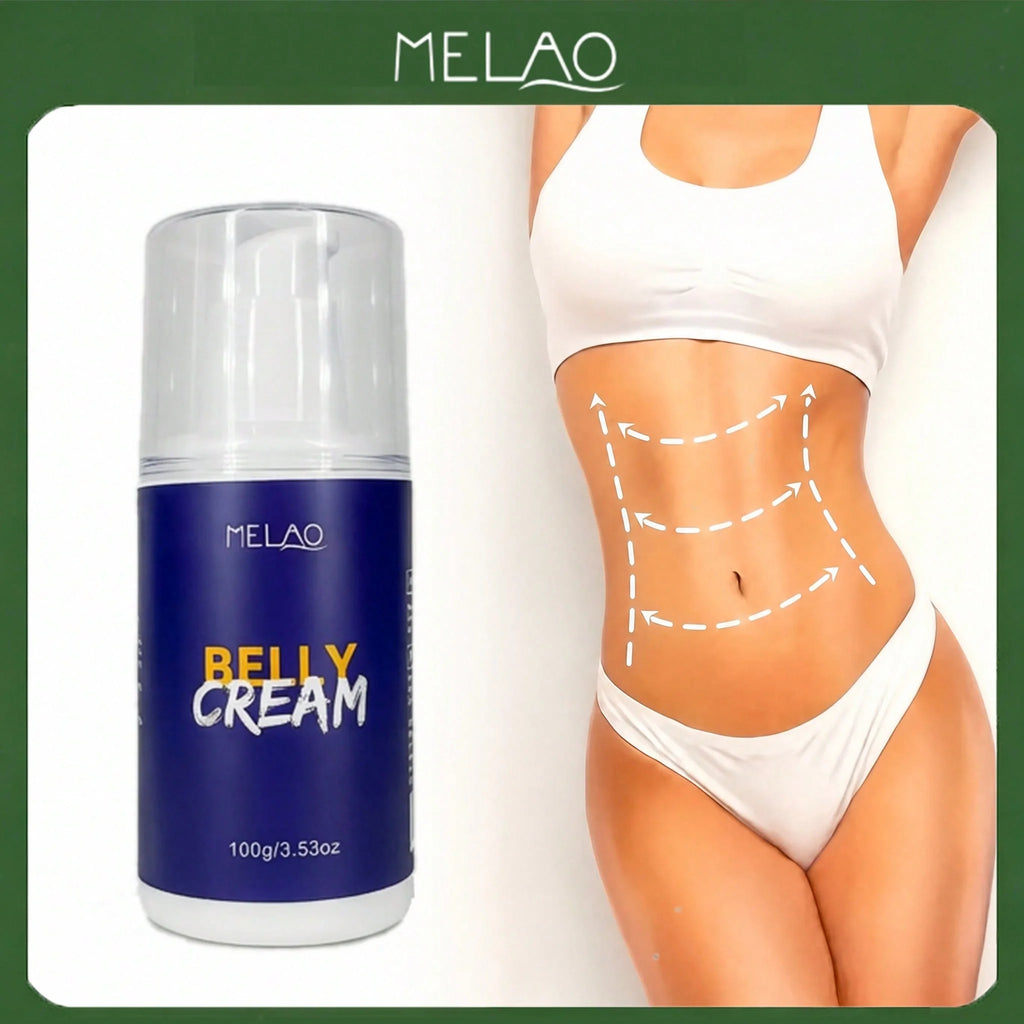 MELAO Belly Cream for Tummy, Hips, Thighs, Skin Firming & Moisturizing, with Natural Oils Massage Cream 100g/3.53oz Qme