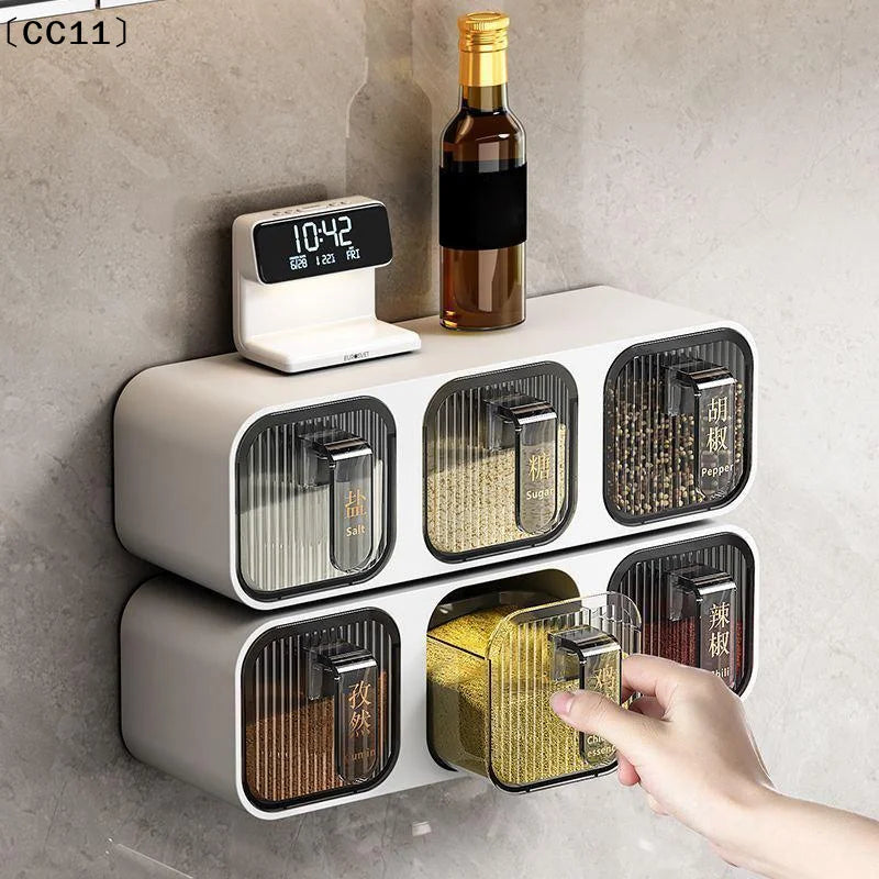 Wall-mounted Integrated Multi-spice Box Kitchen Home Goods Qme