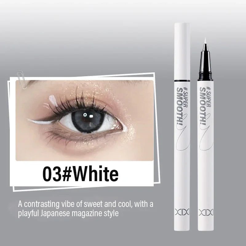 Micro-Sculpt Eyeliner Ultra Fine 0.01mm Tip for Lashes & Brows 24H Waterproof No-Smudge Smooth Black Brown White Eyeliner Makeup Qme 03 white