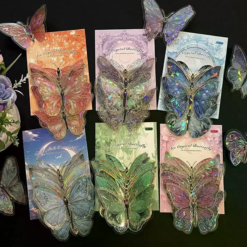 3D Hollow Colorful Butterfly Wall Stickers PET Waterproof Decorative Qme